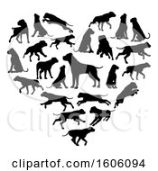 Poster, Art Print Of Heart Made Of Silhouetted Mastiff Dogs
