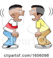 Clipart Of Cartoon Black Boys Yelling At Each Other Royalty Free Vector Illustration