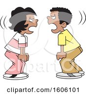 Poster, Art Print Of Cartoon Black Boy And Girl Yelling At Each Other
