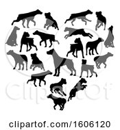 Heart Made Of Black Silhouetted Dogs