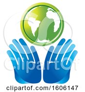 Poster, Art Print Of Pair Of Hands Under A Green Globe