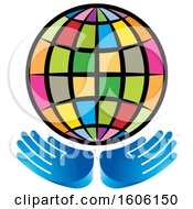Poster, Art Print Of Pair Of Hands Under A Colorful Globe
