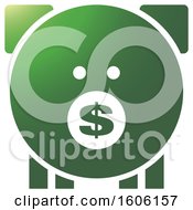 Poster, Art Print Of Dollar Signon The Snout Of A Green Piggy Bank
