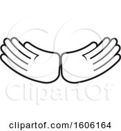 Clipart Of A Black And White Pair Of Hands Royalty Free Vector Illustration