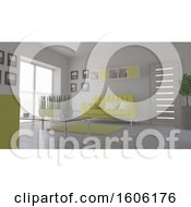 Clipart Of A 3d Living Room Interior Royalty Free Illustration by KJ Pargeter