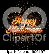 Poster, Art Print Of Happy Halloween Greeting With Confetti On Black