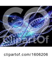 Clipart Of A 3d Dna Strand And Connections Background Royalty Free Illustration