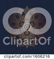 Clipart Of A Golden Mandala Over Stripes Royalty Free Vector Illustration