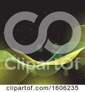 Poster, Art Print Of Yellow And Green Wave With Flares On Black