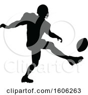 Clipart Of A Silhouetted Football Player Royalty Free Vector Illustration