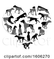 Heart Made Of Black Silhouetted Pointer Dogs