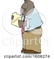 Poster, Art Print Of Cartoon Black Business Man Holding A Confidential File
