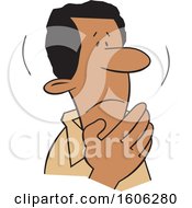 Clipart Of A Cartoon Shaken Black Man Covering His Mouth Royalty Free Vector Illustration by Johnny Sajem