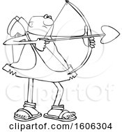 Poster, Art Print Of Cartoon Lineart Black Male Cupid Shooting An Arrow