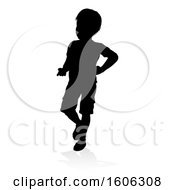 Poster, Art Print Of Silhouetted Child With A Shadow On A White Background