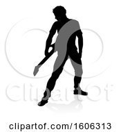 Clipart Of A Silhouetted Male Guitarist With A Reflection Or Shadow On A White Background Royalty Free Vector Illustration