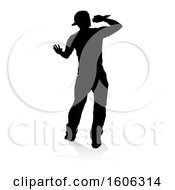 Poster, Art Print Of Silhouetted Male Singer With A Reflection Or Shadow On A White Background