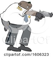 Poster, Art Print Of Cartoon Black Male Police Officer Aiming His Gun