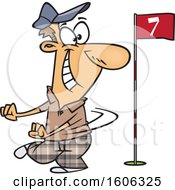 Poster, Art Print Of Cartoon White Man Doing A Happy Golf Dance