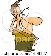 Clipart Of A Cartoon White Man Flashing The Loser Salute Royalty Free Vector Illustration