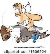 Cartoon Extremely Late White Business Man Running