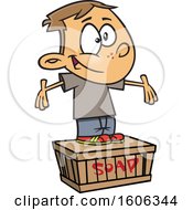 Cartoon White Boy Standing On A Soapbox