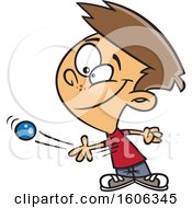 Cartoon White Boy Tossing A Ball