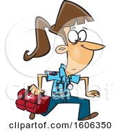 Poster, Art Print Of Cartoon Running White Female Emt With A First Aid Kit