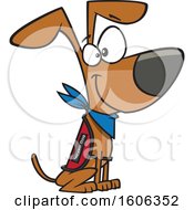 Clipart Of A Cartoon Sitting Happy Service Dog Royalty Free Vector Illustration