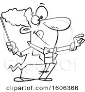 Clipart Of A Cartoon Black And White Male Maestro Music Conductor Royalty Free Vector Illustration
