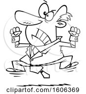 Clipart Of A Cartoon Black And White Business Man Throwing A Tantrum Royalty Free Vector Illustration