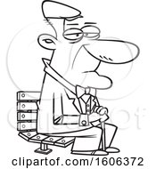 Clipart Of A Cartoon Black And White Senior Man Sitting On A Park Bench Royalty Free Vector Illustration