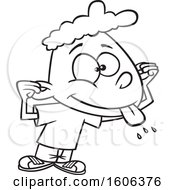 Clipart Of A Cartoon Black And White Black Boy Making A Teasing Face Royalty Free Vector Illustration