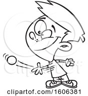 Clipart Of A Cartoon Black And White Boy Tossing A Ball Royalty Free Vector Illustration