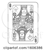 Poster, Art Print Of Black And White Queen Of Spades Playing Card