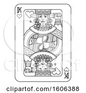 Poster, Art Print Of Black And White King Of Hearts Playing Card