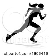 Clipart Of A Silhouetted Female Runner With A Reflection Or Shadow On A White Background Royalty Free Vector Illustration by AtStockIllustration
