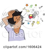 Clipart Of A Cartoon Black Woman Clearing Her Head Royalty Free Vector Illustration