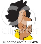 Poster, Art Print Of Cartoon Worried Middle Aged Black Woman Covering Her Mouth Oh My