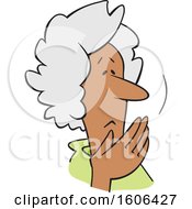 Poster, Art Print Of Cartoon Worried Senior Black Woman Covering Her Mouth Oh My