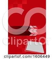 Clipart Of A Red Background With Squares Arrows And Paper Royalty Free Vector Illustration