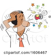 Clipart Of A Cartoon Black Man Clearing His Head Royalty Free Vector Illustration