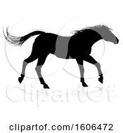 Clipart Of A Silhouetted Horse With A Reflection Or Shadow On A White Background Royalty Free Vector Illustration