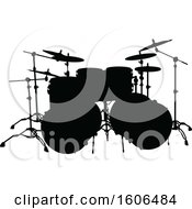 Clipart Of A Silhouetted Set Of Drums Royalty Free Vector Illustration
