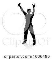 Silhouetted Male Singer With A Reflection Or Shadow On A White Background