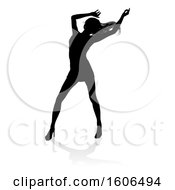 Poster, Art Print Of Silhouetted Female Dancer In Heels With A Shadow On A White Background