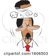 Cartoon Black Business Man Blowing His Top