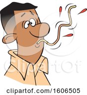 Clipart Of A Cartoon Black Man Sucking Up A Messy Spaghetti Noodle How Not To Eat Spaghetti Royalty Free Vector Illustration by Johnny Sajem