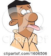 Clipart Of A Cartoon Black Man With A Word On The Tip Of His Tongue Royalty Free Vector Illustration