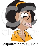 Poster, Art Print Of Cartoon Black Woman With A Word On The Tip Of Her Tongue